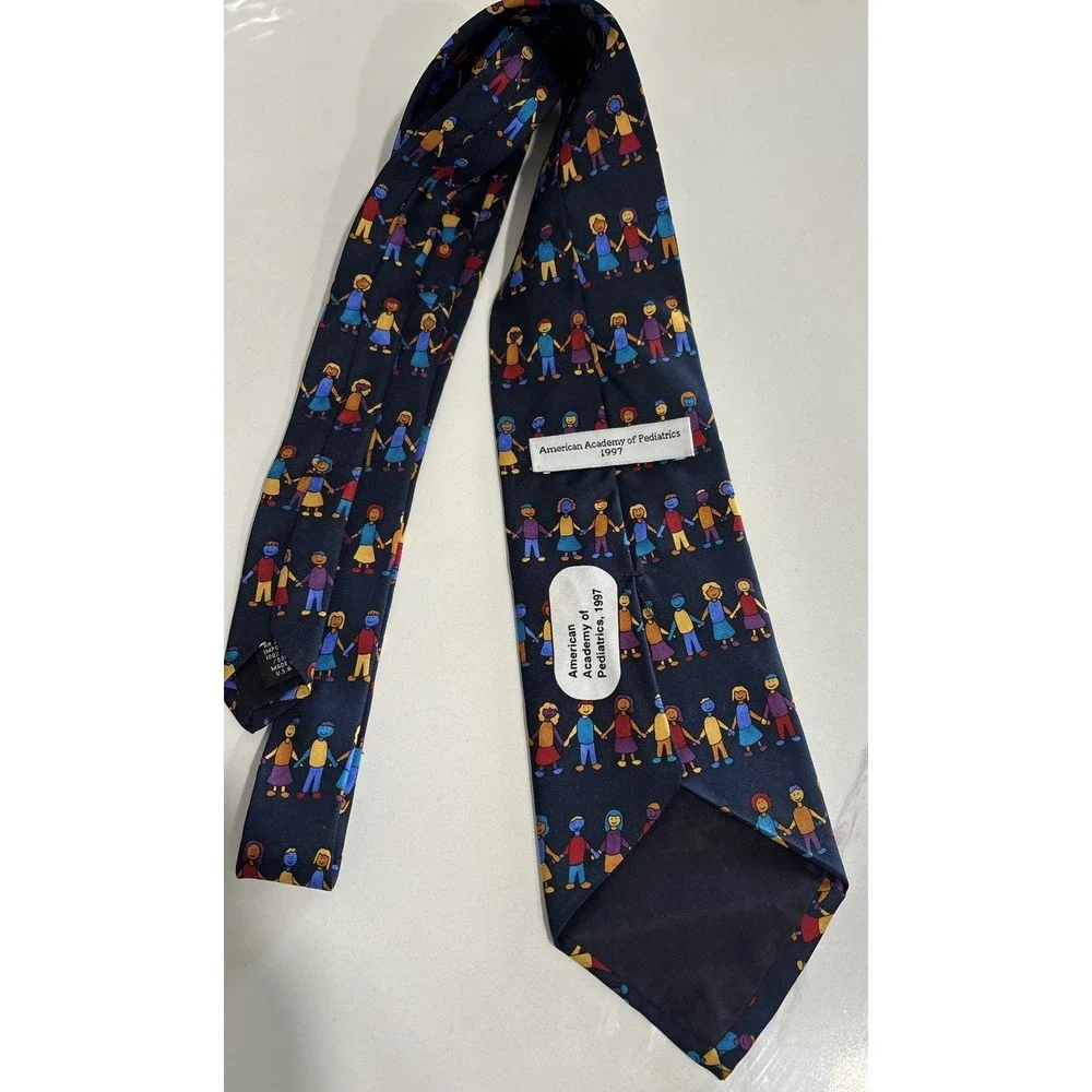 American Academy of Pediatrics 1997 Men's Tie Silk Satin Happy Children 53